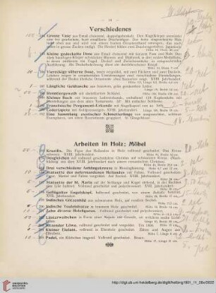 Arbeiten in Holz; Möbel (Nr. 193-278)