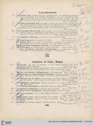 Arbeiten in Holz; Möbel (Nr. 193-278)