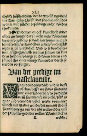 Van der predige im vastelavende.