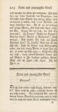 Neun und zwanzigster Brief