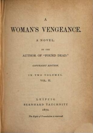 A woman's vengeance : a novel. 2