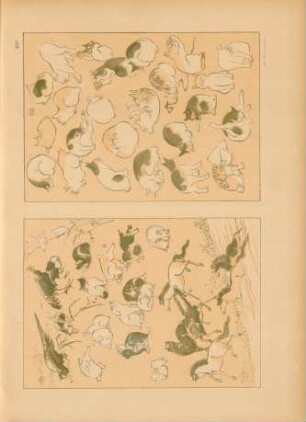 BFI [Deux pages de croquis (Chats. - Divers animaux), par Massayoshi]