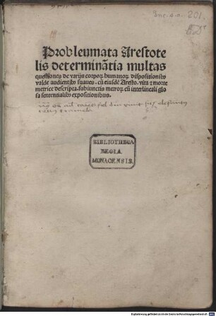 Problemata Aristotelis 'Omnes homines ...' : mit Glosse und Kommentar