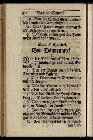 Das X. Capitel. Von Dännemarck.