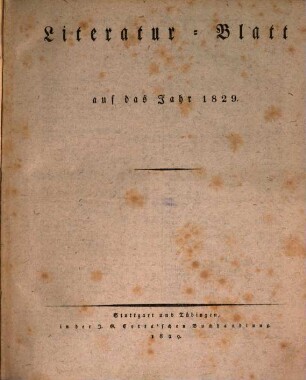 Morgenblatt für gebildete Stände. Literatur-Blatt. 1829