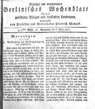 379stes Stueck, 6. April 1816