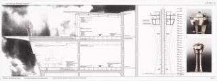 Wasserturm, Teltow Schinkelwettbewerb 1995: Detail-Schnitt 1:20, Schnitt 1:200, Modellfoto