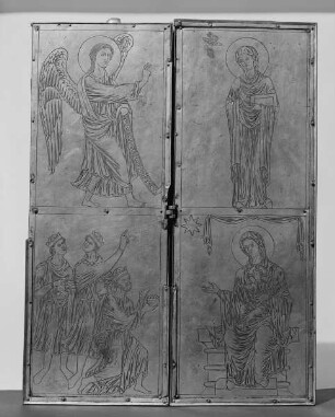 Kreuzreliquientriptychon — Flügelaußenseiten mit Darstellungen der Verkündigung und der Anbetung der heiligen Drei Könige