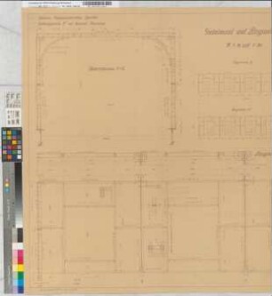 Stellwerksgebäude "F" auf Bahnhof Finnentrop: Giebelwand und Längswände: Ansichten und Schnitte der Trägerkonstruktion, M. 1:50 und M. 1:10 Stnr.: 51, Hgs, Bunr.: 43, Blnr.: 5