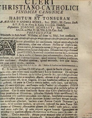 Cleri Christiano-catholici vindiciae canonicae quoad habitum et tonsuram