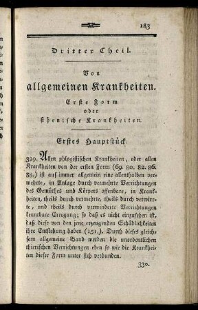 Dritter Theil. Von allgemeinen Krankheiten. Erste Form oder sthenische Krankheiten.