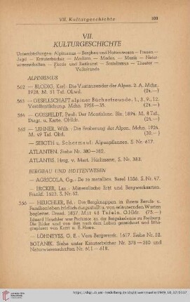 VII. Kulturgeschichte (Nr. 562 - 625)