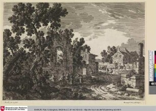 [Landschaft mit Ruine und einigen Personen]