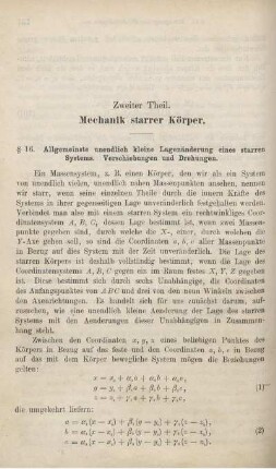 Zweiter Theil. Mechanik starrer Körper.