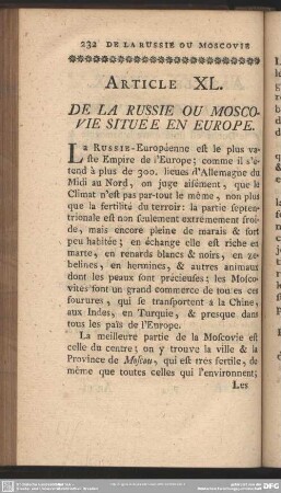 Article XL. De La Russie Ou Moscovie Située En Europe