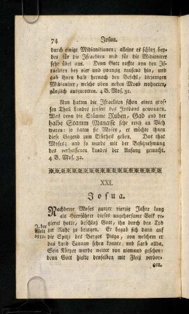 74-87, XXI. Josua. XXII. Die Richter. XXIII. Abgötterei des Stammes Dan. Prophetenschulen. Saul der erste König. XXIV. Samuel legt sein Amt nieder. Saul der erste König in Israel. XXV. David von Samuel heimlich zu Könige gesalbt; erlegt den Goliath; wird berühmt und Jonathans Freund.