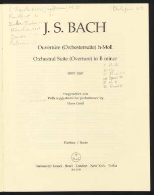 Ouvertüre (Orchestersuite) h-Moll : BWV 1067