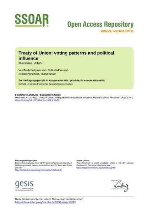 Treaty of Union: voting patterns and political influence