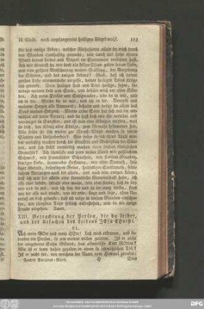 XIII. Betrachtung der Person, die da leidet, und der Ursachen des Leidens Jesu Christi.