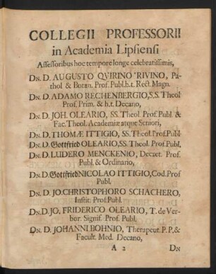Collegii Professorii in Academia Lipsiensi