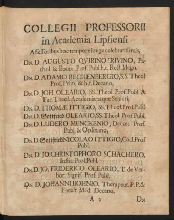 Collegii Professorii in Academia Lipsiensi