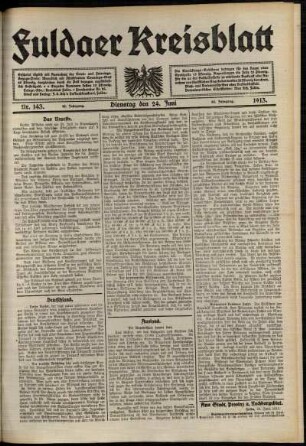 Ausgabe vom Dienstag, den 24. Juni 1913.