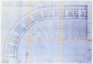Fußballstadion in der Kongresshalle, Nürnberg: Grundriss 1.OG, Mittelring und Unterring, Deckblatt zu Blatt Nr. A2, 1:200