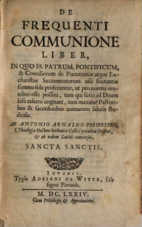 De frequenti communione liber
