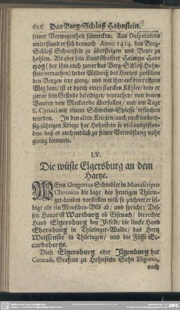 LV. Die wüste Elgersburg an dem Hartze