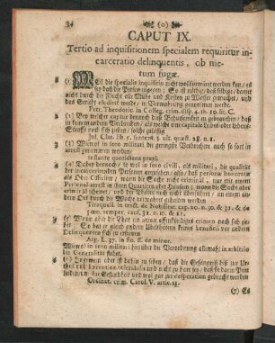 Caput IX. Tertio ad inquisitionem specialem requiritur incarceratio delinquentis, ob metum fugae