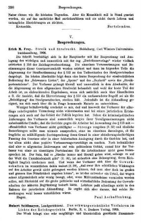 398-400, V. Besprechungen