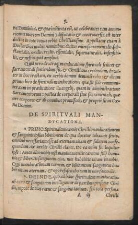 De Spirituali Manducatione.