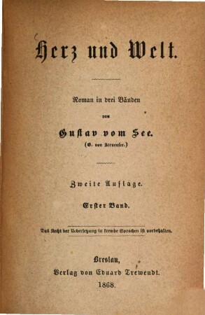 Herz und Welt : Roman in drei Bänden, 1