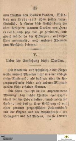 V. Ueber die Entstehung dieser Quellen