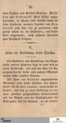 V. Ueber die Entstehung dieser Quellen