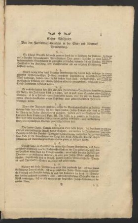 Erster Abschnitt. Von den Patrimonial-Gerichten in der Chur- und Neumark Brandenburg.
