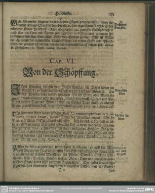 Cap. VI. Von der Schöpffung