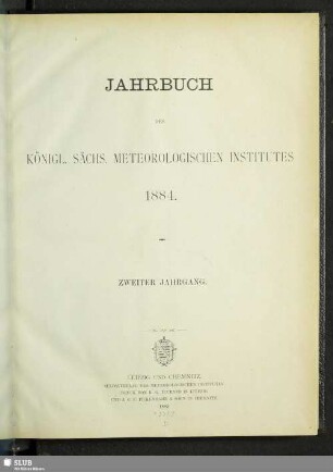 2.1884(1885): Jahrbuch des Königlich-Sächsischen Meteorologischen Instituts