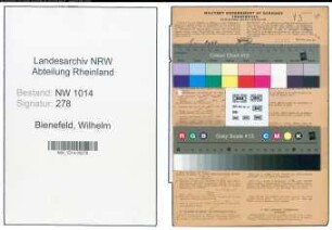 Entnazifizierung Wilhelm Bienefeld , geb. 17.08.1878 (Sattler)