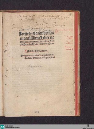Senece Cordubensis moralissimi Liber de Moribus humane vite : cu[m] epistola Marsilii Ficini de Officiis cuilibet necessaria