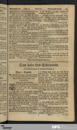 Das hohe Lied Salomonis. (Canticum Canticorum.)