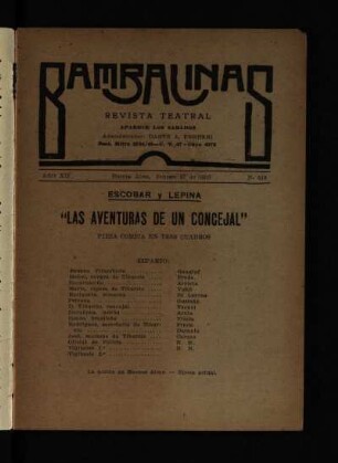Las aventuras de un concejal : pieza cómico en tres cuadros