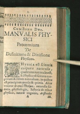 Manvalis Physici Prooemium De Definitione & Divisione Physices.