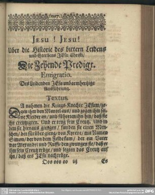 Die Zehende Predigt. Emigratio. Des Leidenden Jesu unbarmhertzige Ausführung
