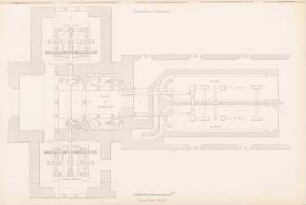Fontainenbau in Sanssouci, Potsdam: Dampfmaschinenhaus: Grundriss der Dampfmaschine (aus: Atlas zur Zeitschrift für Bauwesen, hrsg. v. G. Erbkam, Jg. 3, 1853)