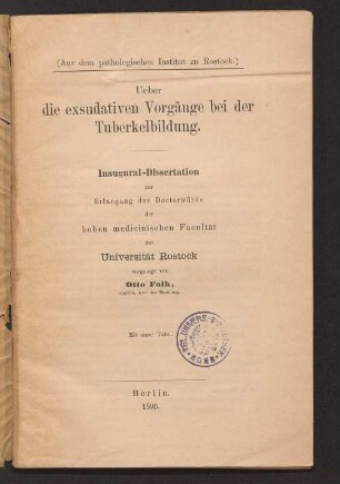Ueber die exsudativen Vorgänge bei der Tuberkelbildung