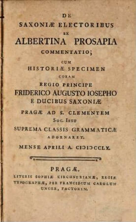 Commentatio de Saxoniae Electoribus