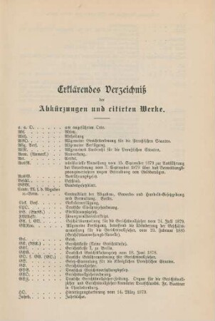 Erklärendes Verzeichniß der Abkürzungen und citirten Werke.