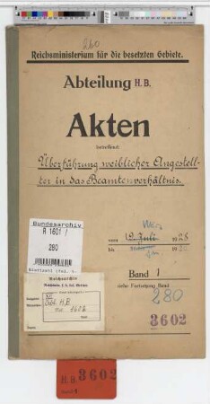 Ueberführung weiblicher Angestellter in das Beamtenverhältnis