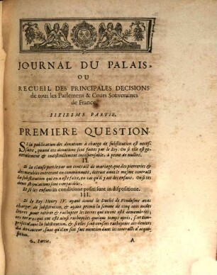 Journal du palais, ou recueil des principales décisions de tous les parlemens & cours souveraines de France, 6. 1679